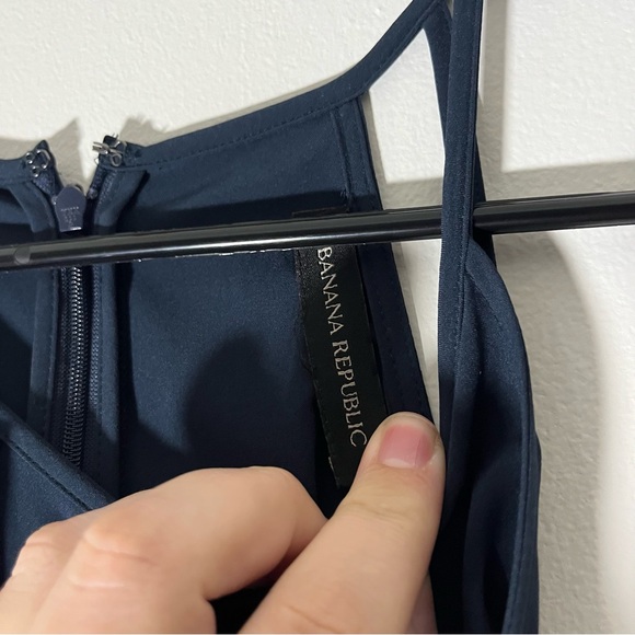 Banana Republic Tie Front Midi Dress in Navy Blue Size 4 - Picture 5 of 10